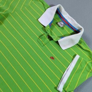 Nike Golf Polo Shirt Green Yellow Stripe Embroidered‎ Swoosh Men's XL